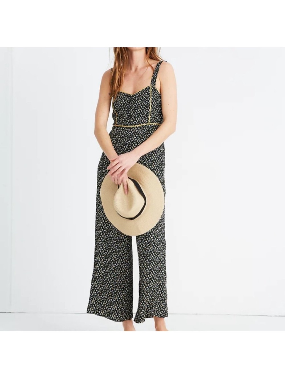 Madewell Black Floral Wide-Leg Jumpsuit in Playground Posies